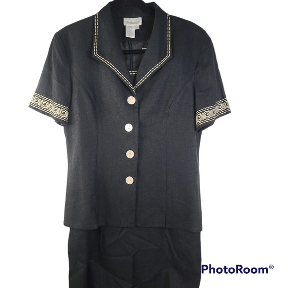 Coldwater Creek 2pc Black Sleeveless Sheath Dress & Short Sleeve Jacket Size 8 - Picture 12 of 15